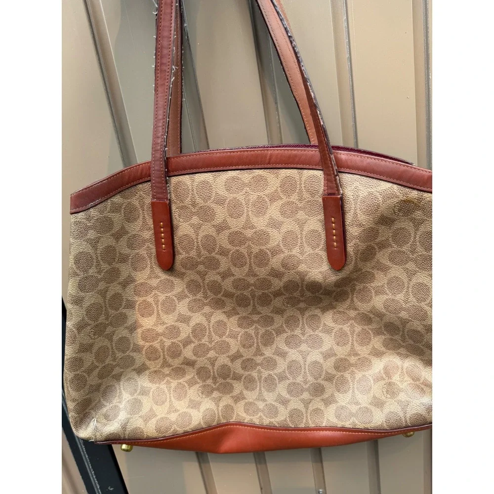 Coach Signature Charlie 40 Satchel Tan-Rust-Gold